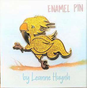 Glitter Gold Chocobo with Knife Enamel Pin
