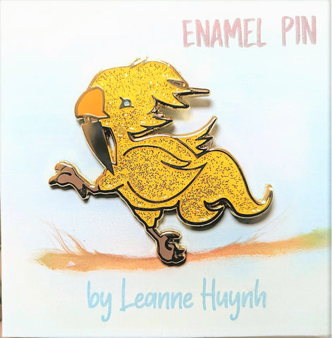 Glitter Gold Chocobo with Knife Enamel Pin