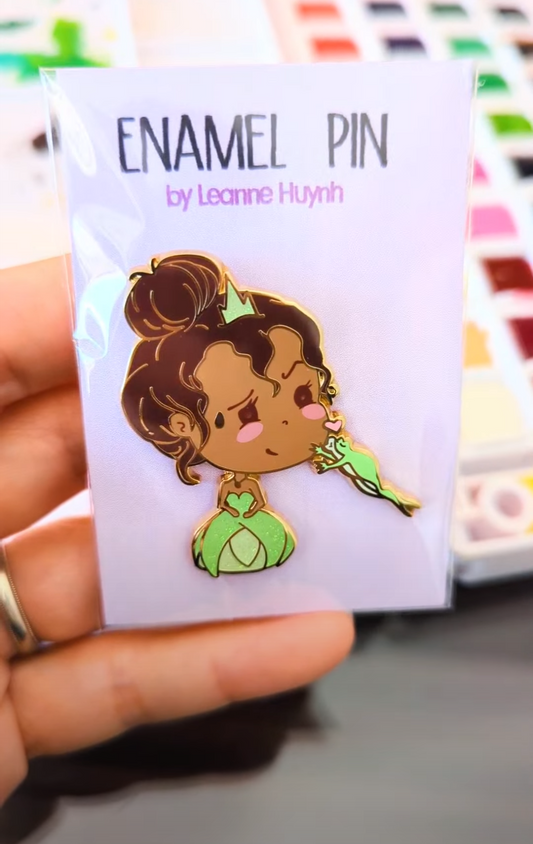 Princess Tiana & the Frog Prince Gold Enamel Pin