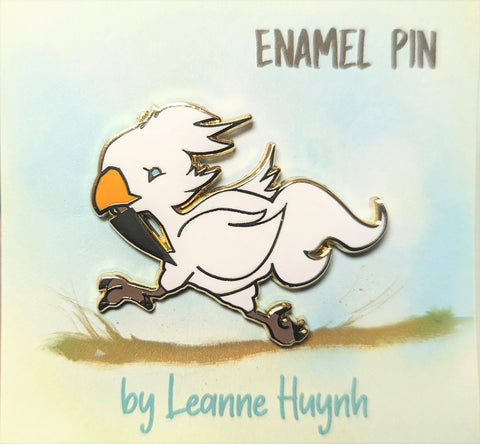 White Chocobo with Knife Enamel Pin